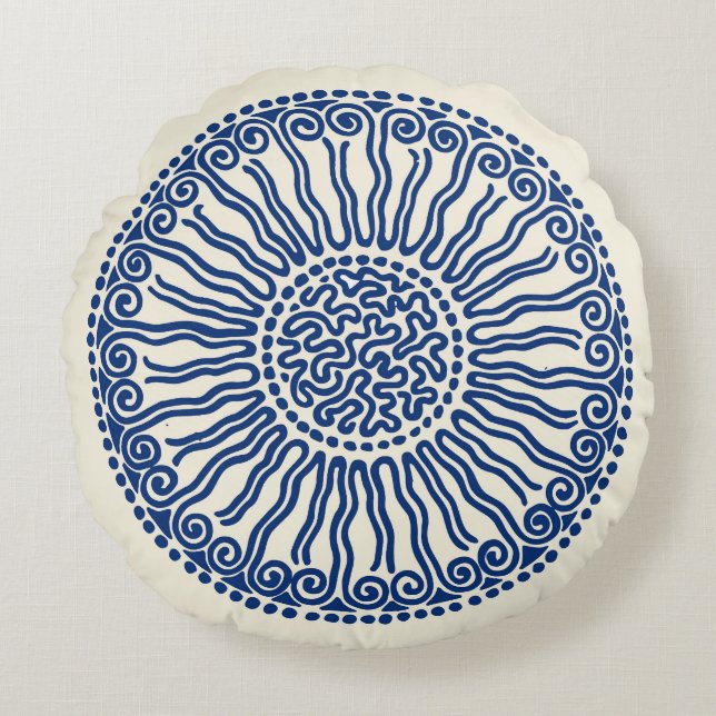 Sun Abstract Design Rundes Kissen (Vorderseite)