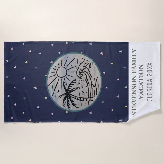 Sun and Fun Family Vacation Palm Tree Pattern Strandtuch (Vorderseite)