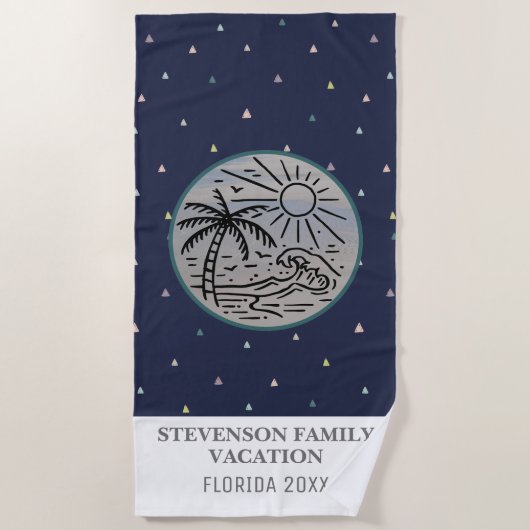Sun and Fun Family Vacation Palm Tree Pattern Strandtuch (Vorderseite)