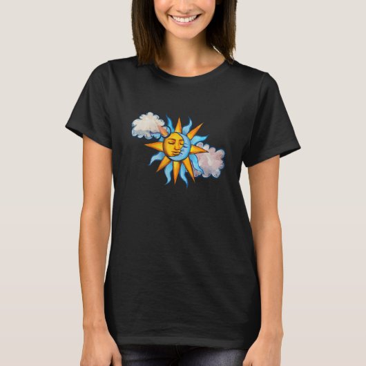 Sun and Moon and Clouds in the sky sunny moonchild T-Shirt (Vorderseite)