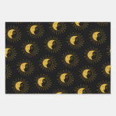 Sun and Moon Boho Line Art Golden Varieté Geschenkpapier Set (Vorderseite 2)