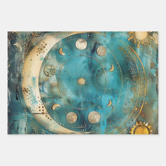Sun and Moon Celestial Art Geschenkpapier Set (Vorderseite)
