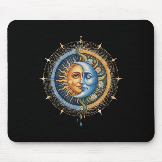 Sun and Moon Celestial Boho Mystical Hipe 90s Mousepad (Vorne)