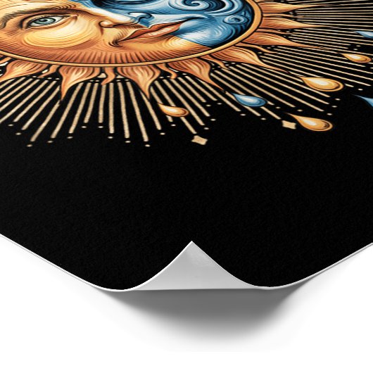 Sun And Moon Celestial Boho Mystical Hipe 90s  Poster (Ecke)