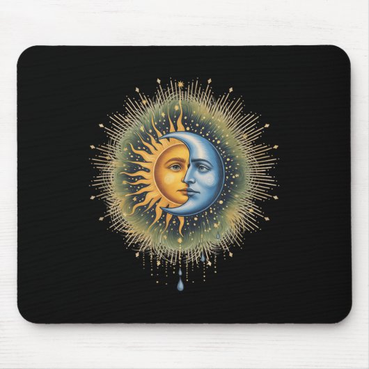 Sun and Moon Celestial Boho Mystische Hippie 90er Mousepad (Vorne)
