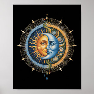Sun and Moon Celestial Boho Mystische Hippie 90s _ Poster