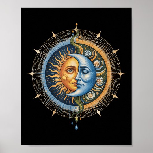 Sun and Moon Celestial Boho Mystische Hippie 90s _ Poster (Vorne)