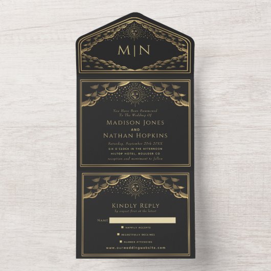 Sun and Moon Elegante Tarot Card Einladung zur Hoc (Innen Boden)