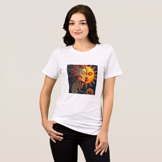 Sun and Moon Face T-Shirt – Celestial Art Tee for  (Vorderseite voll)