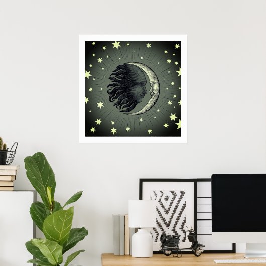 Sun and Moon Graphic Art Poster (Heimbüro)