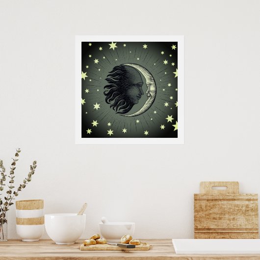 Sun and Moon Graphic Art Poster (Küche)