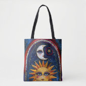 Sun and Moon Tote Bag with Vibrant Celestial Art Tasche (Vorderseite)