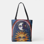 Sun and Moon Tote Bag with Vibrant Celestial Art Tasche (Rückseite)