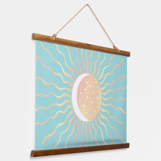 Sun And Moon Wandteppich Mit Holzrahmen (Gewinkelt)