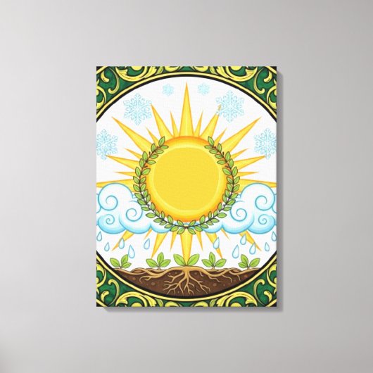 Sun and Rain Nature Cycle Botanical Emblem ART Leinwanddruck (Vorderseite)