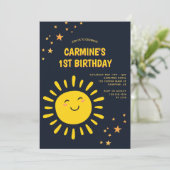 Sun and Stars Boys 1. Geburtstag Einladung (Stehend Vorderseite)