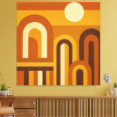 Sun & Arches Mid Century Modern Geometric Design Leinwanddruck (Insitu (Wohnzimmer))