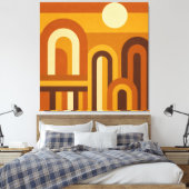 Sun & Arches Mid Century Modern Geometric Design Leinwanddruck (Insitu (Schlafzimmer))