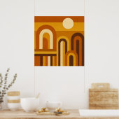 Sun & Arches Mid Century Modern Geometric Design Poster (Küche)