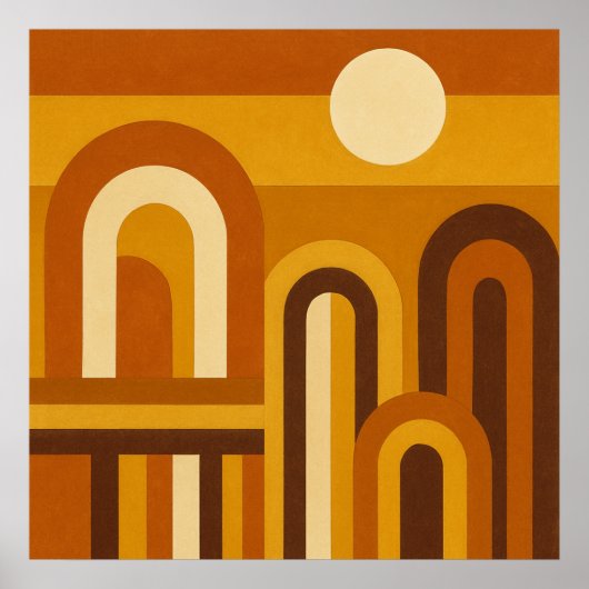Sun & Arches Mid Century Modern Geometric Design Poster (Vorne)