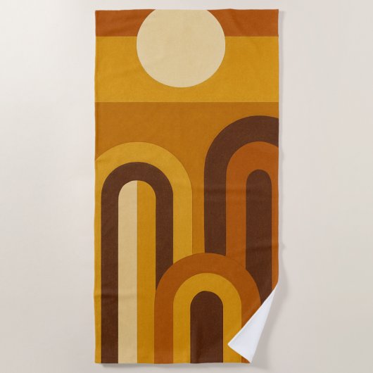 Sun & Arches Mid Century Modern Geometric Design Strandtuch (Vorderseite)