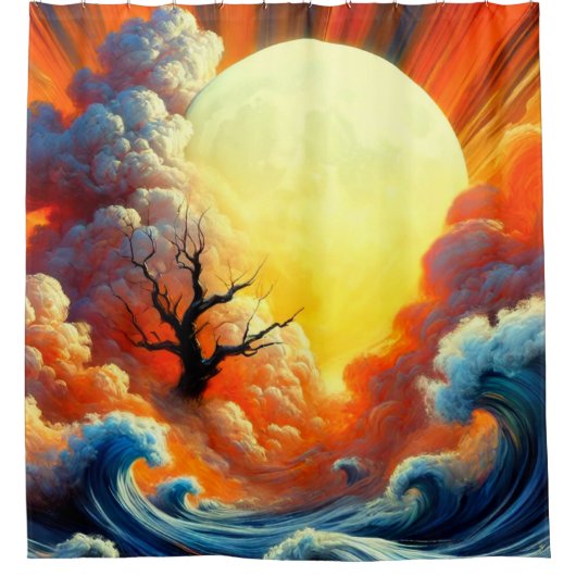 Sun Artwork Duschvorhang (Vorderseite)