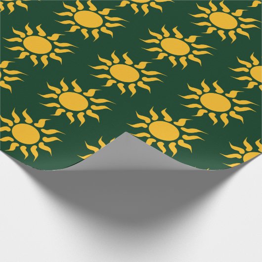 Sun auf grünem Hintergrund Geschenkpapier (Ecke)