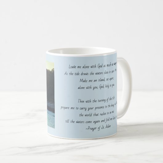 Sun-Aufflackern auf Wasser-Tasse mit Gebet von St Kaffeetasse (VorderseiteRechts)