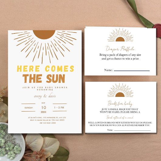 Sun baby Dusche Rustikales Menü Menükarte