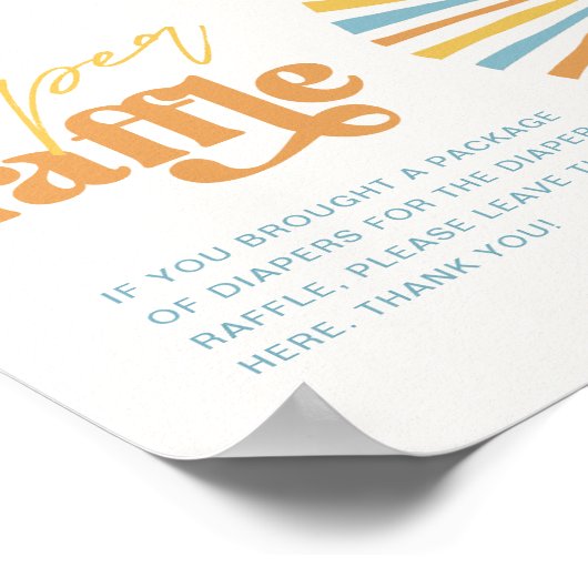 Sun Baby Dusche Windeln Raffle-Zeichen Poster (Ecke)