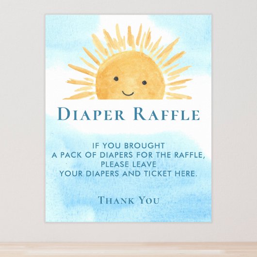 Sun Baby Dusche Windeln Raffle-Zeichen Poster