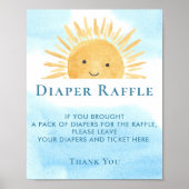 Sun Baby Dusche Windeln Raffle-Zeichen Poster (Vorne)