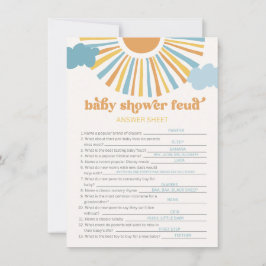 Sun Baby Shower Feud Game Answer Card Einladung