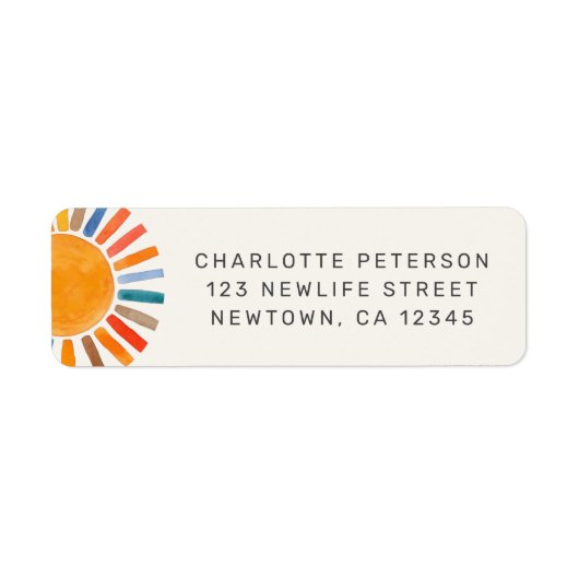 Sun Baby Shower Rücksendeadresse (Vorne)