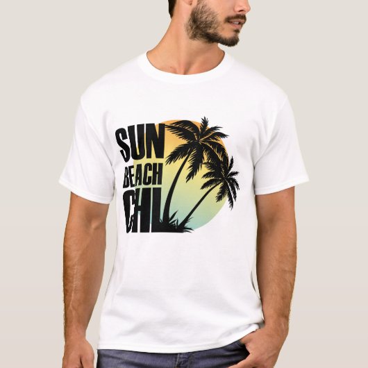 Sun, Beach & Chill Palm Tree Grafisches T-Shirt (Vorderseite)