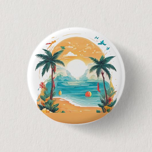 Sun Beach Palme Button (Vorderseite)