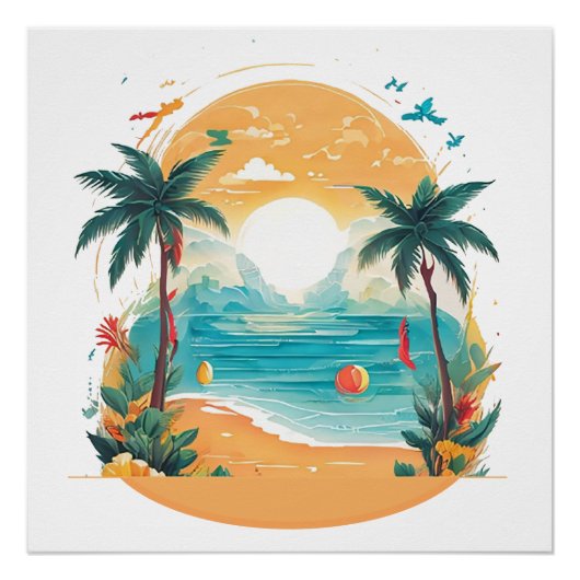 Sun Beach Palme Poster (Vorderseite)