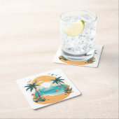 Sun Beach Palme Rechteckiger Pappuntersetzer (Vor Ort)