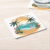 Sun Beach Palme Rechteckiger Pappuntersetzer (angewinkelt)