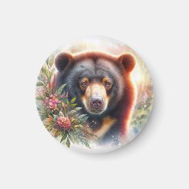 Sun Bear Floral Watercolor Magnet
