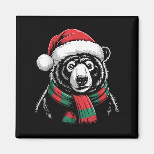 Sun Bear Xmas Weihnachtsmannmütze Weihnachtskostüm Magnet (Vorne)