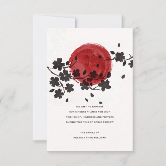 Sun Behind Black Blume Beileid-Bestätigung Einladung (Vorderseite)