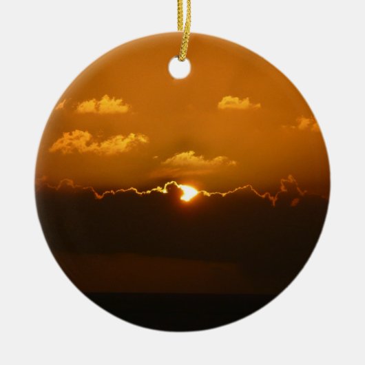 Sun Behind Clouds I Orange Sunset Foto Keramikornament (Vorne)