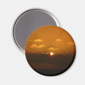 Sun Behind Clouds I Orange Sunset Foto Magnet (Vorderseite/Rückseite)