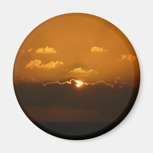 Sun Behind Clouds I Orange Sunset Foto Magnet (Vorne)