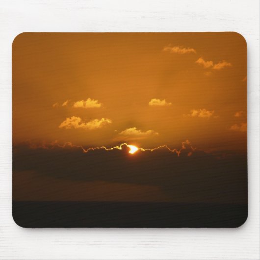 Sun Behind Clouds I Orange Sunset Foto Mousepad (Vorne)