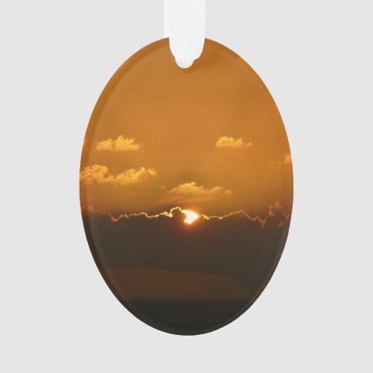 Sun Behind Clouds I Orange Sunset Foto Ornament (Vorderseite)