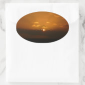 Sun Behind Clouds I Orange Sunset Foto Ovaler Aufkleber (Tasche)