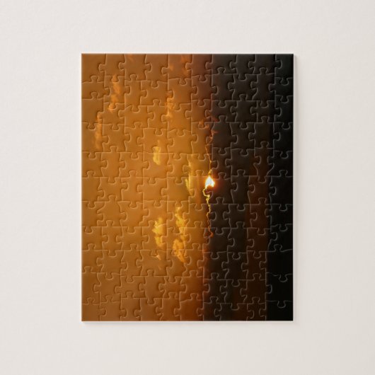 Sun Behind Clouds I Orange Sunset Foto Puzzle (Vertikal)