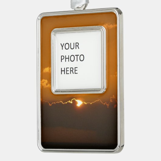 Sun Behind Clouds I Orange Sunset Foto Rahmen-Ornament Silber (Links)